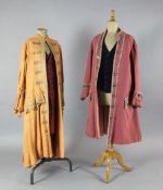 Nine theatrical frock coats and a waistcoat, in various colours and sizes