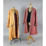 Nine theatrical frock coats and a waistcoat, in various colours and sizes