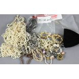 A small quantity of theatrical costume jewellery and pearls