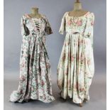 Two cotton chintz floral 19th century style dresses