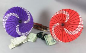 Madam Butterfly: Seven ladies wigs used for various characters, together with six paper parasols and