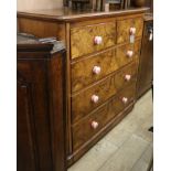A Victorian burr walnut chest of drawers W.117cm