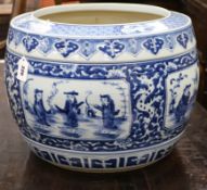 A Chinese blue and white fish bowl height 36cm