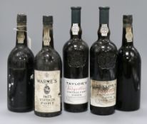 Three bottles of Warres vintage port, 1975 and two bottles of Taylor's vintage port, 2008