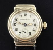 A gentleman's 1930's 9ct gold boy's size Rolex Oyster manual wind wrist watch, with Arabic dial