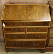 A George II and later embellished walnut bureau W.93cm