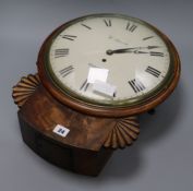 W.Birch. A mahogany drop dial wall timepiece length 45cm