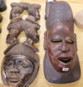 Two African masks longest 61.5cm