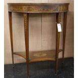 An Edwardian inlaid mahogany demi-lune console table W.66cm