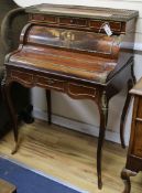 A French mahogany 'vernis martin' cylinder desk W.76cm