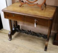 A Victorian mahogany library table W.91cm