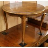 A low French oak parquetry circular topped coffee table W.63cm