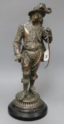 A spelter figure of a cavalier height 51cm