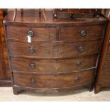 A Regency mahogany bow fronted chest of drawers W.114cm