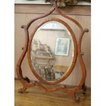 A satinwood skeleton framed toilet mirror W.53cm