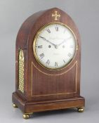 A Regency mahogany lancet cased bracket clock, Joseph Chadwick, London, the case with brass