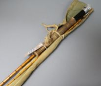 A Hardy Bros "Palokona", "Perfection" split cane two piece rod, with canvas case