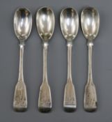 A set of four early 19th century Scottish provincial silver mustard spoons, William Jamieson,