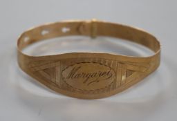 An early 20th century 9ct gold adjustable bracelet, 5.5 grams.