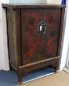 A 19th century Chinese lacquered wood cabinet W.91cm