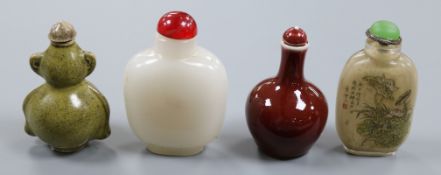 Four assorted Chinese snuff bottles largest 9cm