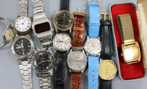 A group of assorted gentleman's wrist watches including Oris and Lanco.