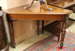 A Victorian mahogany triangular corner table W.111cm