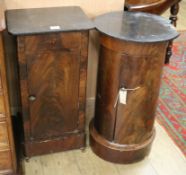 Two French mahogany bedside cupboards W.38 and 40.5cm