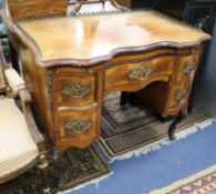 A 19th century North Italian banded and inlaid walnut writing desk with ormolu mounts W.100cm