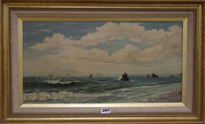 Early 20th century English School, oil, seascape, 27 x 52cm