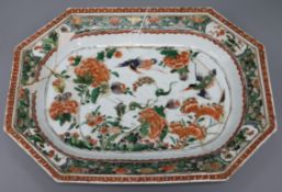 A Chinese Kangxi period famille verte dish length 38.5cm