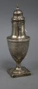 A George III silver sugar caster, marks rubbed, 17cm.