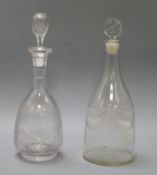 Two glass decanters tallest 35.5cm