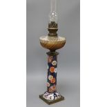 An Imari based oil lamp height 74cm incl. shade