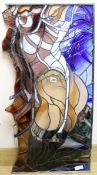 An erotic stained glass panel length 96cm