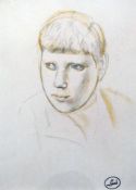 § Henry Lamb (1883-1960)pencil and pastel,Head study,studio stamp,30 x 23cm