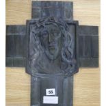 A bronze crucifix, signed M Thomas length 40cm