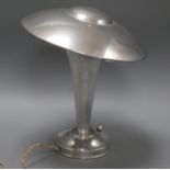 An Art Deco chrome mushroom desk lamp