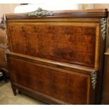 A Louis XVI style mahogany and amboyna kingsize bed W.154cm approx.