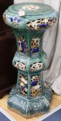 A Chinese blue green jardiniere stand height 78cm