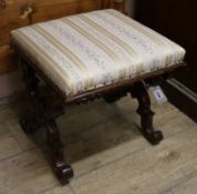 An upholstered X frame stool W.41cm