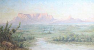 Edward Clark Churchill Mace (1864-1928), oil on canvas, Table Mountain, South Africa, signed, 38 x