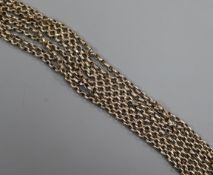 A Victorian yellow metal guard chain, 158cm.