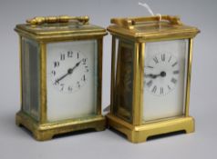 Two brass carriage timepieces