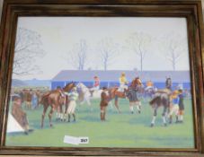 G. D. Tidmarsh, gouache, Southdown Hunt Races, Plumpton, signed, 49 x 62cm