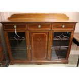 An Edwardian inlaid mahogany dwarf bookcase W.153cm