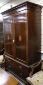 An inlaid mahogany linen press W.127cm