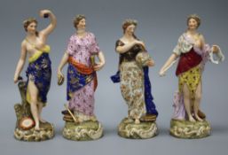 A set of four Dresden porcelain figures, tallest 22cm