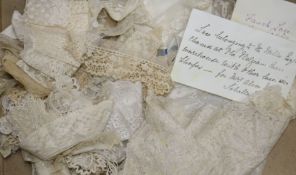 An 18th century lace collar together with mixed needle and bobbin 19th century laces