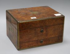 A Victorian Asprey burr walnut toilet box length 30cm